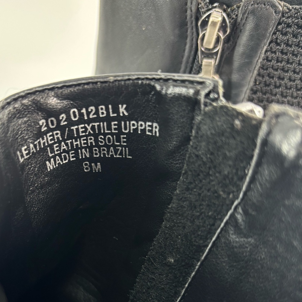 The Sak black leather Chelsea boot 8 chunky block heel crochet detail - Picture 9 of 15